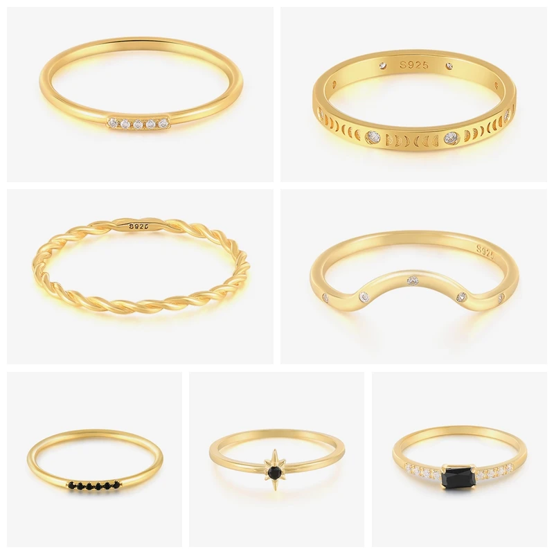 缶詰スターミニ行ブラックダイヤモンドリング 925 スターリングシルバー高級ファインジュエリーリング女性の結婚式 Anillo バゲビジューギフト