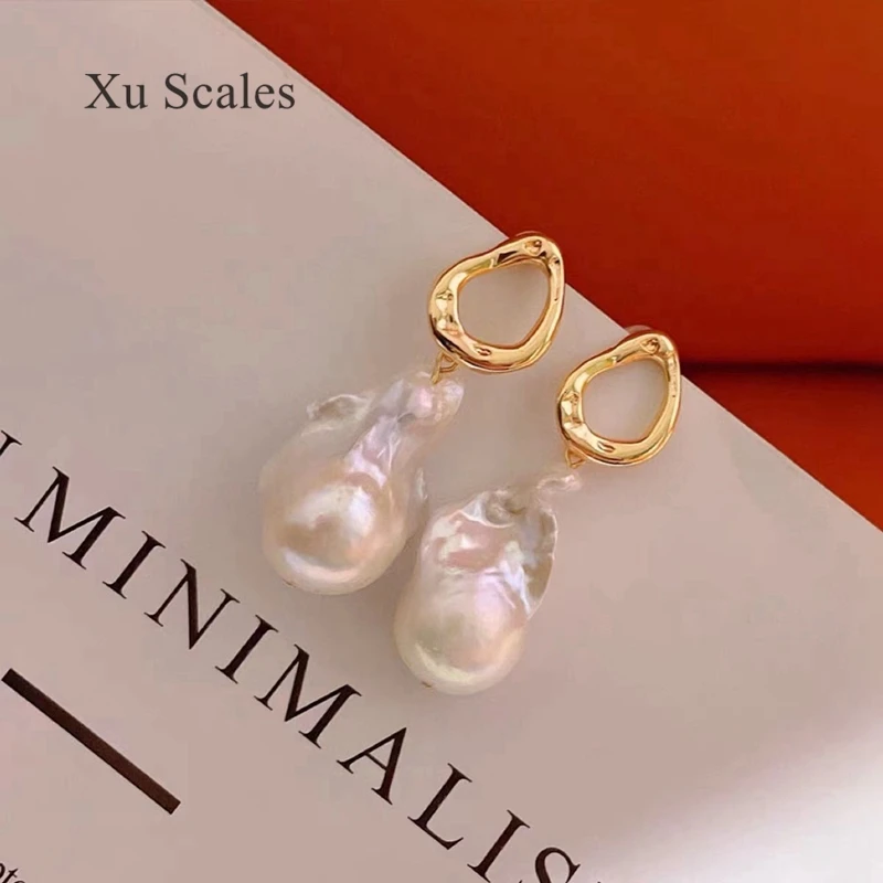 Handmade Design French Vintage Natural Irregular Baroque Freshwater Pearl Earrings Exaggerated Earrings Women\'s Jewelry Gifts