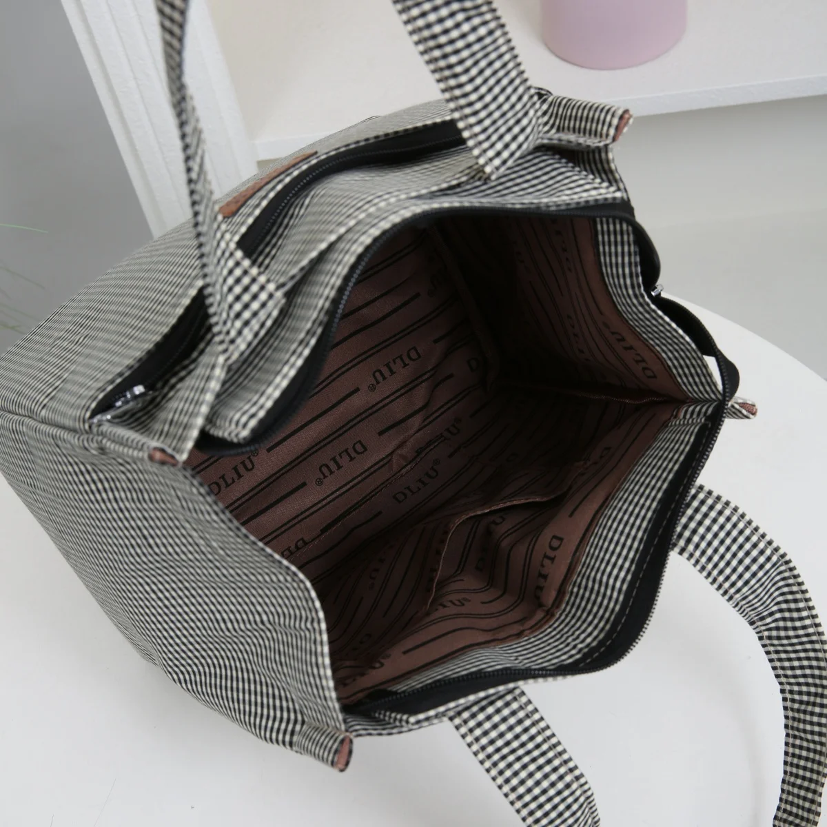 DLIU, Neuer Stil, Verdickter Stoff, Karomuster, Pendler-Tragetasche, Lunchbox-Aufbewahrungstasche, Lunch-Tasche, Mehrzwecktasche – Detail 10