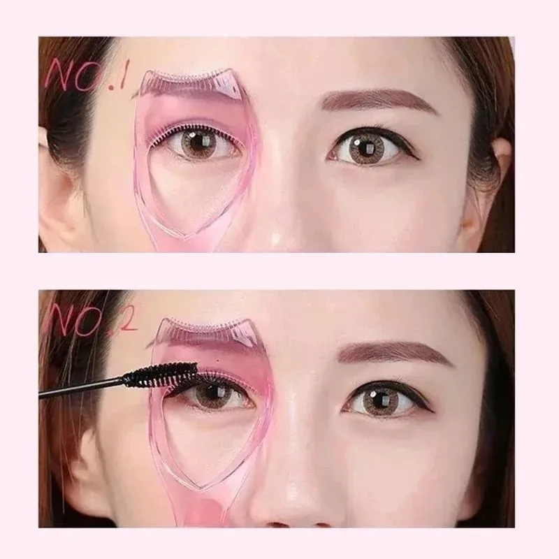 Prático clipe de ajuda para cílios rosa ferramenta de ajuda para maquiagem dos olhos em forma de y aplicador de rímel de silicone escudo multifuncional delineador de silicone
