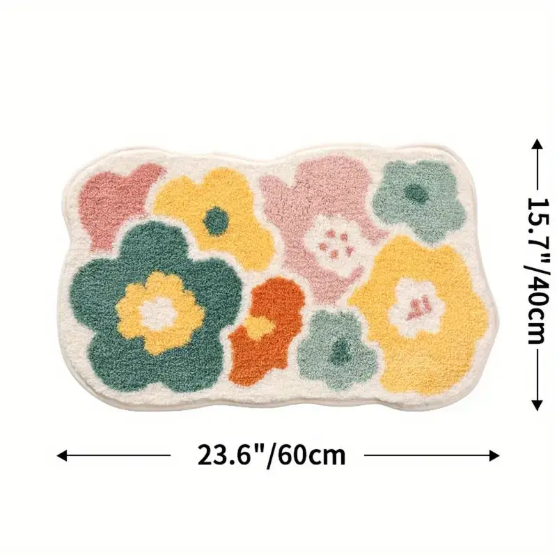 1pc 40*60cm Cute Flower Bathroom Rug, Machine Washable Bathroom Floor Mat, Extra Soft Absorbent Non-Slip Bath Rug