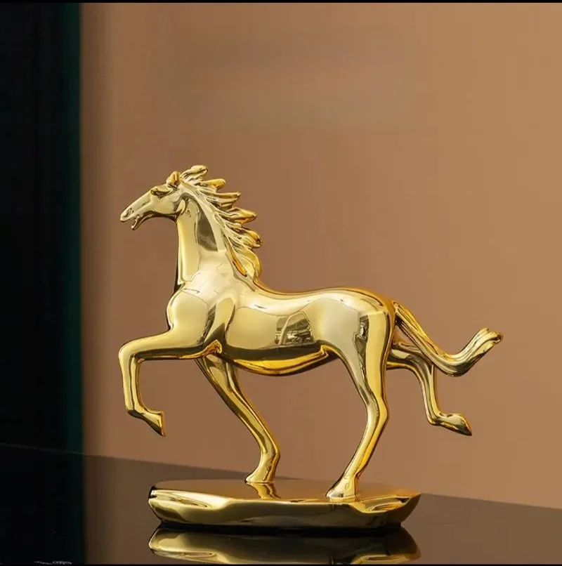 

Electroplated Resin Horse Sculpture, Wealth Decor Statue Ornament for Living Room Office Hotel, Year of The Horse Gifts