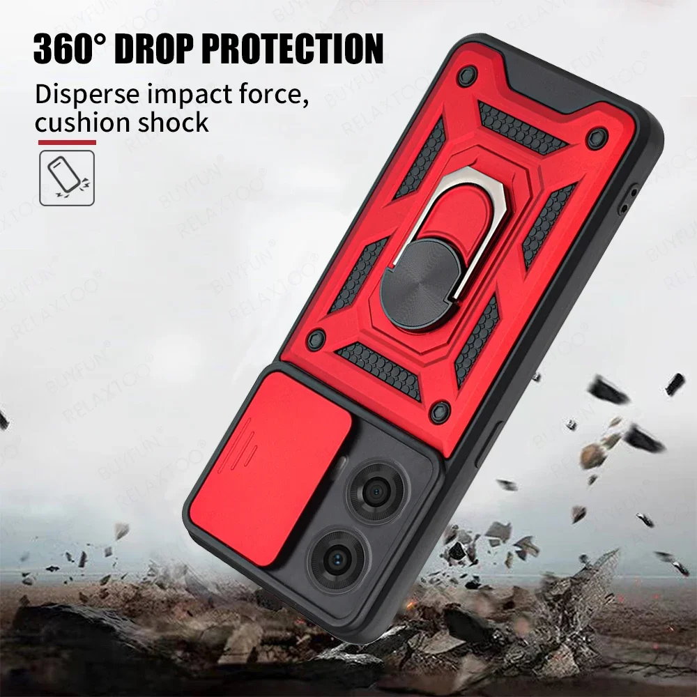 Anillo de soporte magnético para coche, cubierta de armadura a prueba de golpes para Motorola Moto G24 G 24G MotoG24 4G 6,56 ", funda de protección de lente push pull