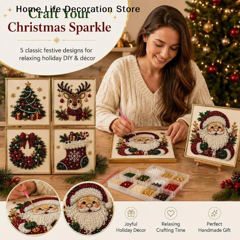 クリスマスサンタクロースパールアート5D DIYキット フレ - Embroidery Xmas Kits のレビューと価格