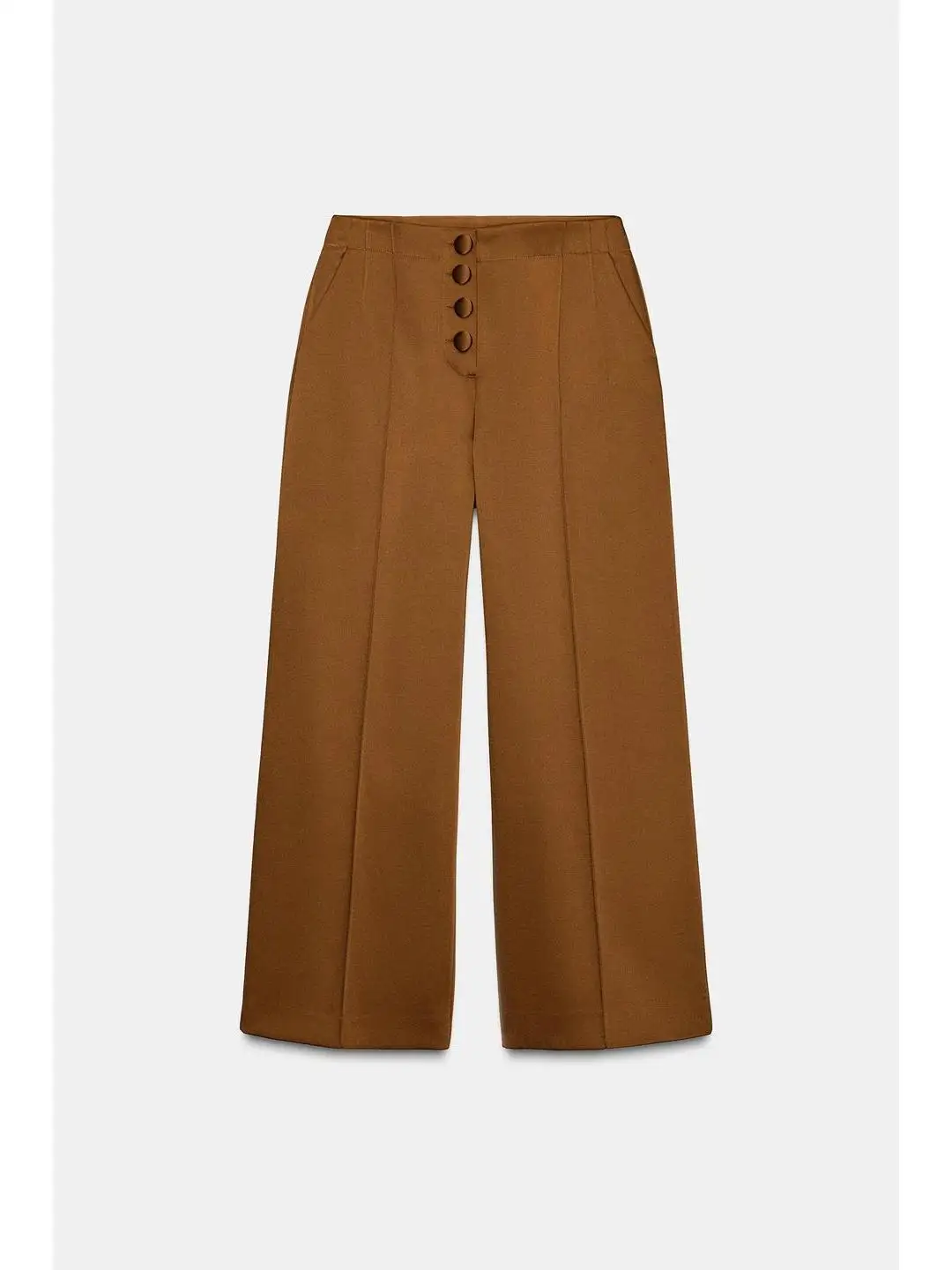 الشتاء عارضة عالية الخصر الساتان زرر التفاف Sle السراويل تنوعا واسعة الساق مريحة تناسب السيدات السراويل عالية الخصر #5