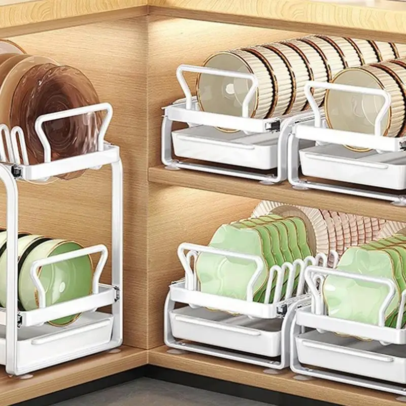 Kitchen Counter Dish Organizer Pull-out Sink Draining Racks Kitchen Bowl Dish Storage Rack For Kitchen Sink Apartment Dorm Home