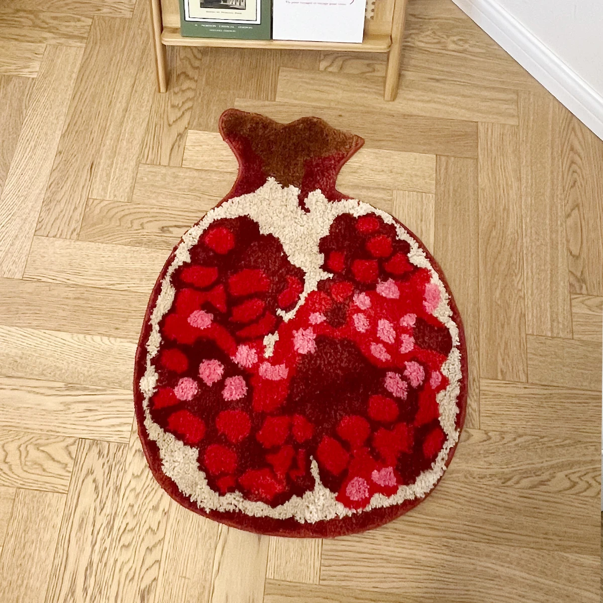 Granatapfel geformte getuftete Teppich dekorative Wohnzimmer Teppich Schlafzimmer Bereich moderne süße trend ige coole verdickte Luxus Garderobe Matte – Detail 6