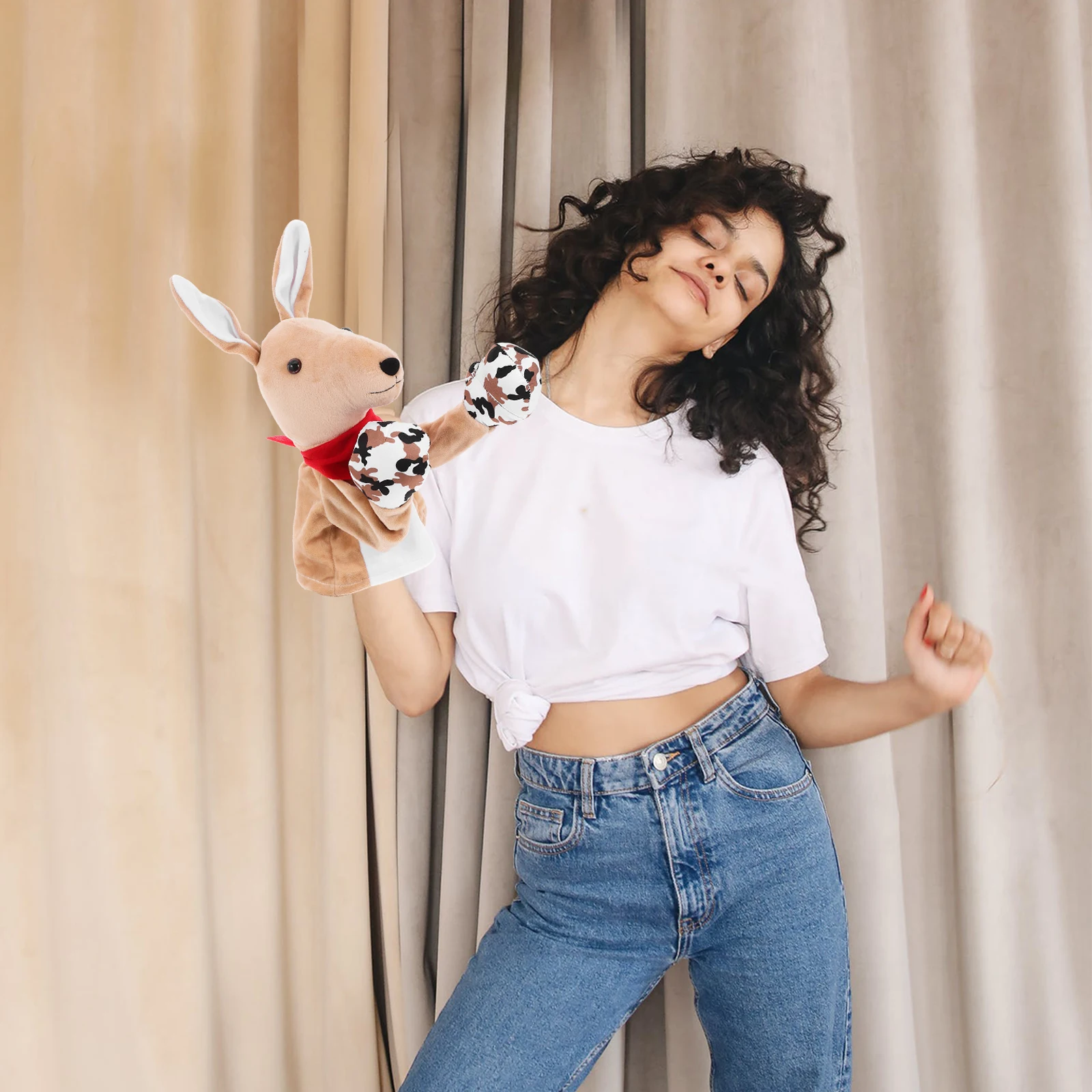 

1pc Kangaroo Hand Soft Interactive Sound Feature Storytelling For Kids Preschool Learning Development Hand Puppets For