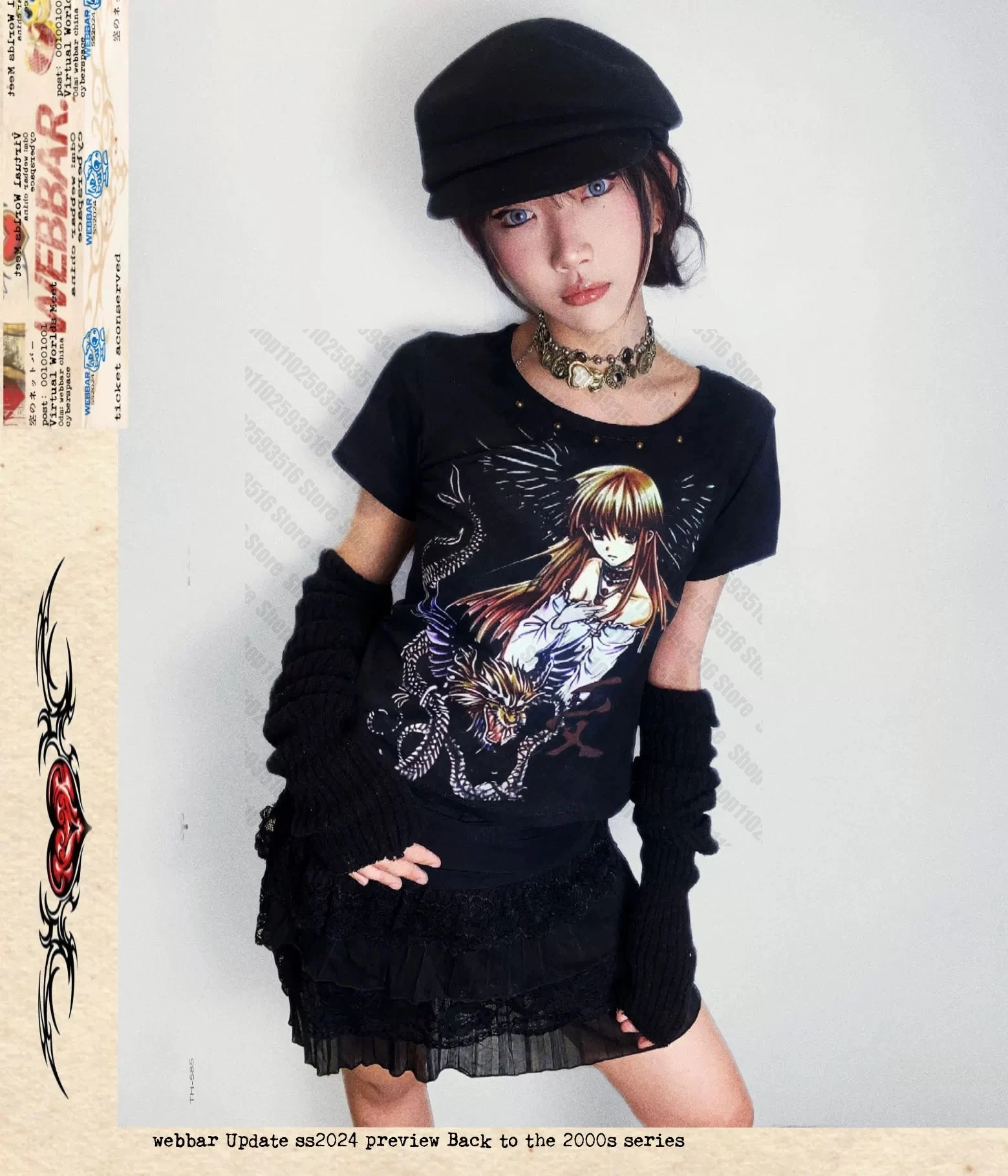 Harajuku Clothing Female Women Top Y2k Trashy Y2k 2000s Tops Kawaii Goth Graphic T Shirts Gothic 90s Vintage Clothes for Women