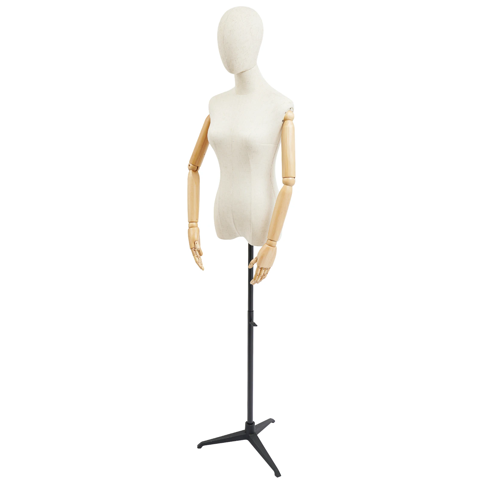 65-120cm Verstellbare Damen-Schaufensterpuppe mit Schwarzem Dreieckigem Standfuß, Geeignet für Boutiquen, Bekleidungsgeschäfte, Schaufenster – Detail 6