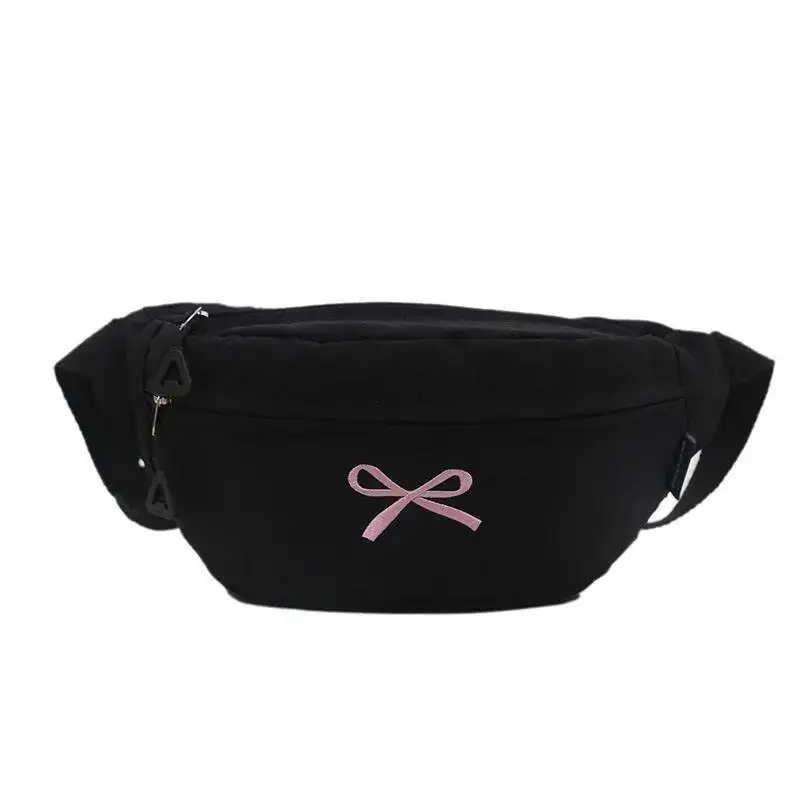 All Match Kawaii Bow Embroidery Chest Bags Korean Women Casual Y2k Aesthetic Shoulder Bag Vintage Simple Chic Handbags Crossbody