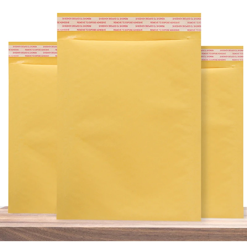 10pcs Yellow Poly Bubble Bag Self-Sealing Filling Gift Bag Book Storage Email Packing Envelope Packing Shipping Bag 35*25cm