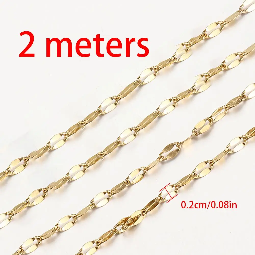 2Meters Gold-Plated Stainless Steel Lips Chains High Quality Necklace Bracelet Jewelry Making DIY Accessories Wholesale view 6