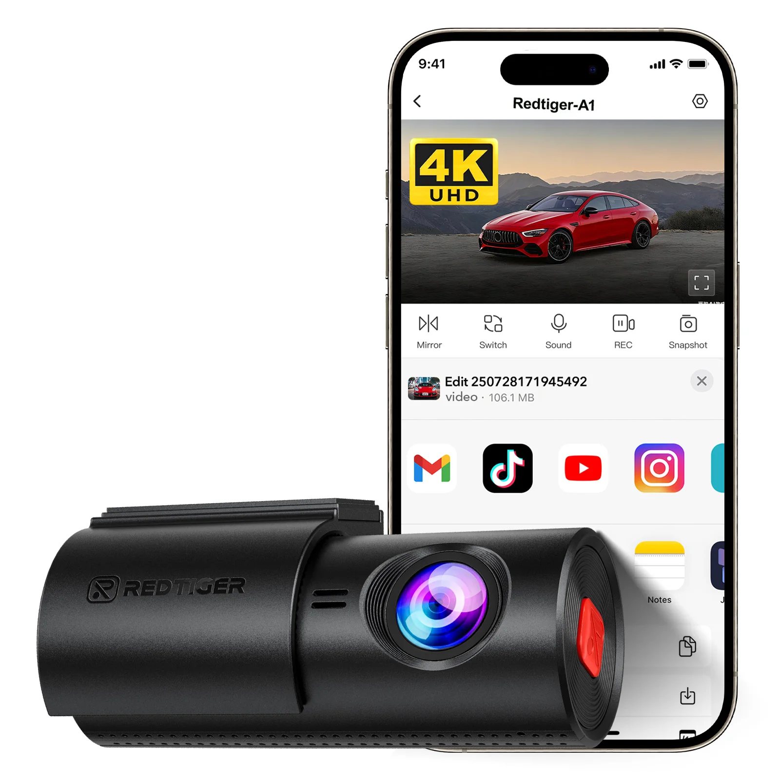 REDTIGER A1 4K Mini Dash Cam WiFi & APP Control Compact Car Camera Super Night Vision G-Sensor 24H Parking Mode Loop Recording image 3