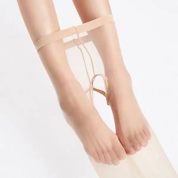 Thin Thin Crotch Hosiery Female Summer Flesh-colored Toe Transparent Invisible Traceless Sexy Black Open End Pantyhose