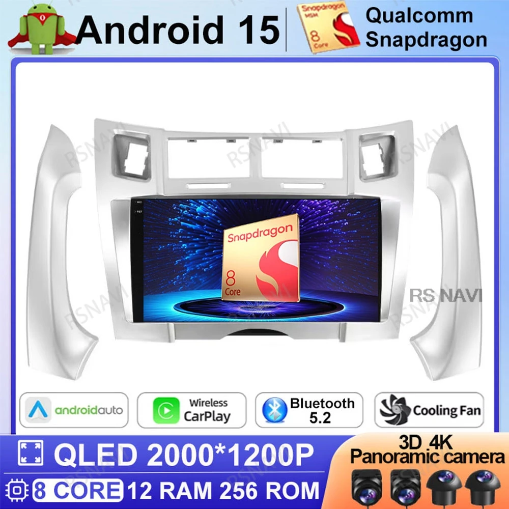 

Android 15 Car Radio For Toyota Yaris Vizi 2005 2006 2007 - 2012 Navigation BT Viedo Player GPS Qualcomm Wireless Carplay Auto
