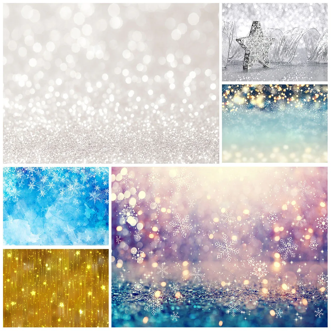 Silver Glitter Sparkle Bokeh Christmas Photo Background Vinyl Backdrop for Shimmer Shine Party Baby Photocall Photography Prop