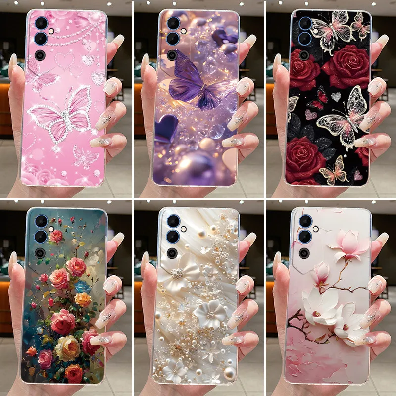 Чехол для Tecno Pova Neo 2, LG6n, прозрачный роскошный модный чехол-бабочка с цветами, мягкий силиконовый чехол-бампер, чехол для телефона Techno Pova Neo 2