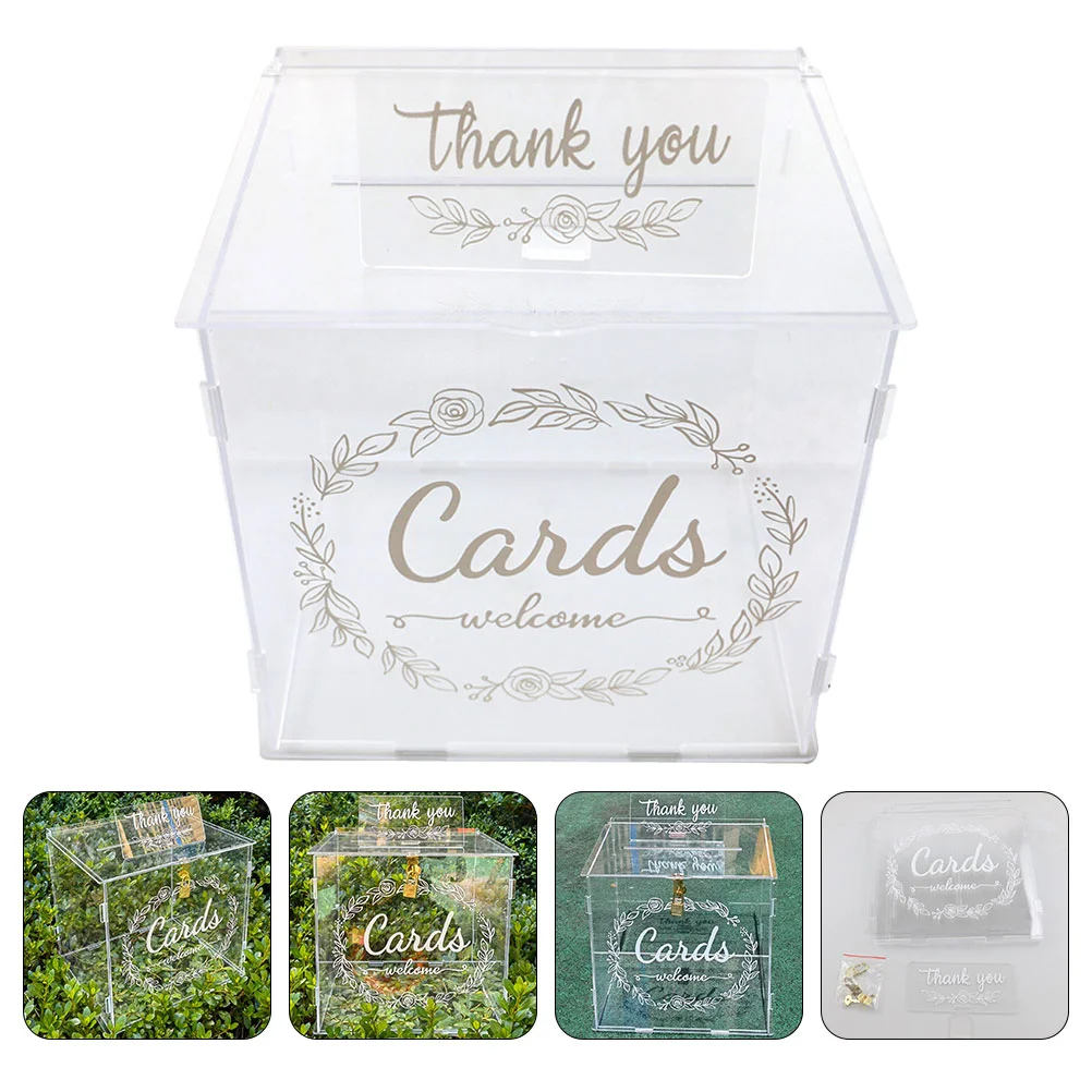 Wedding Party Reception Cards Box DIY Message Box Acrylic Engagement Party Card Box card box with lock