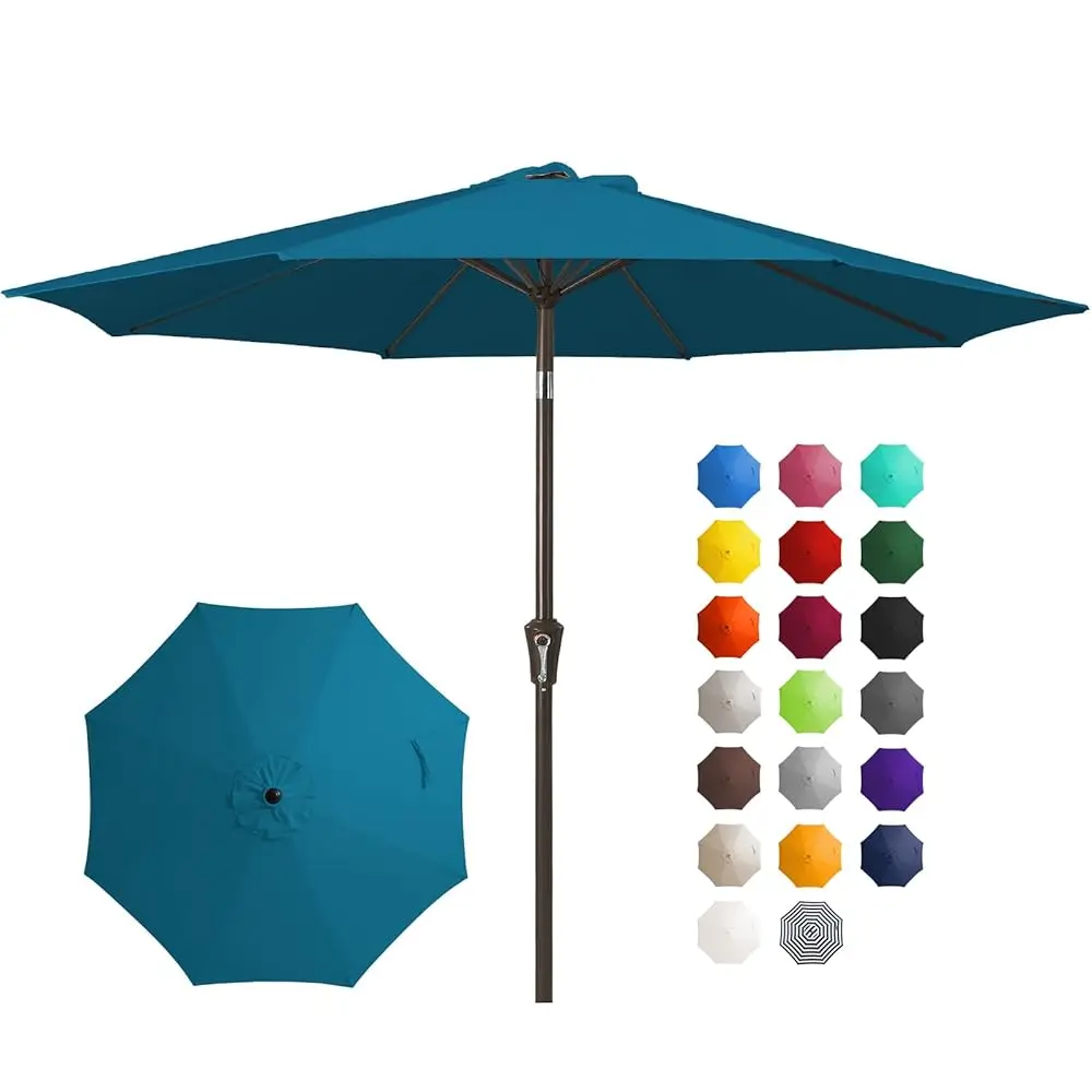 

10Ft Outdoor Patio Umbrella Outdoor Table Umbrella With Push Button Tilt And Crank, Market Umbrella 8 Sturdy Ribs Uv Protection
