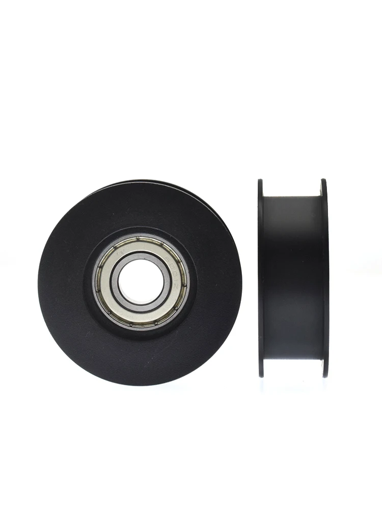 1Pc 12x55x18.5mm pulley H-groove flat groove 6001 nylon wrapped plastic bearing pulley passive pulley idler pulley guide wheel