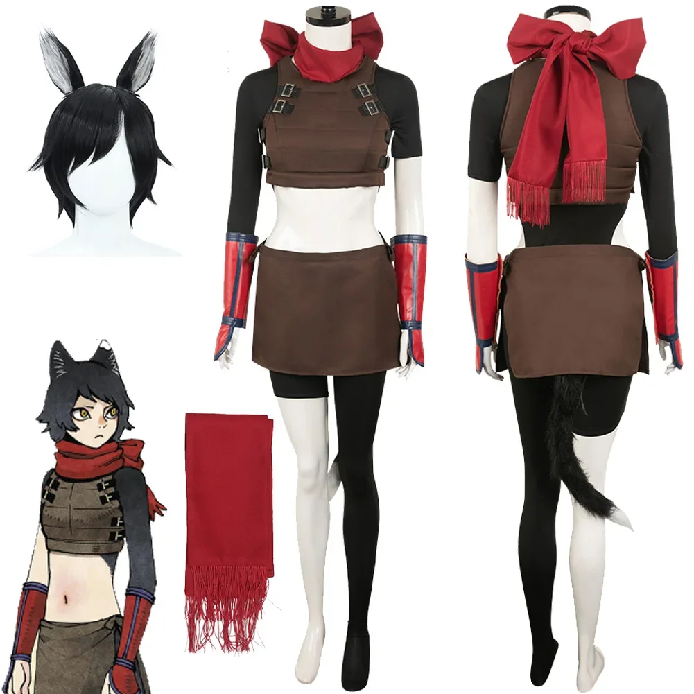 Izutsumi Cosplay Parrucche Fantasia Vestito Anime Dungeon Travestimento Costume Sciarpa Coda Donne Adulte Halloween Gioco di Ruolo Vestiti