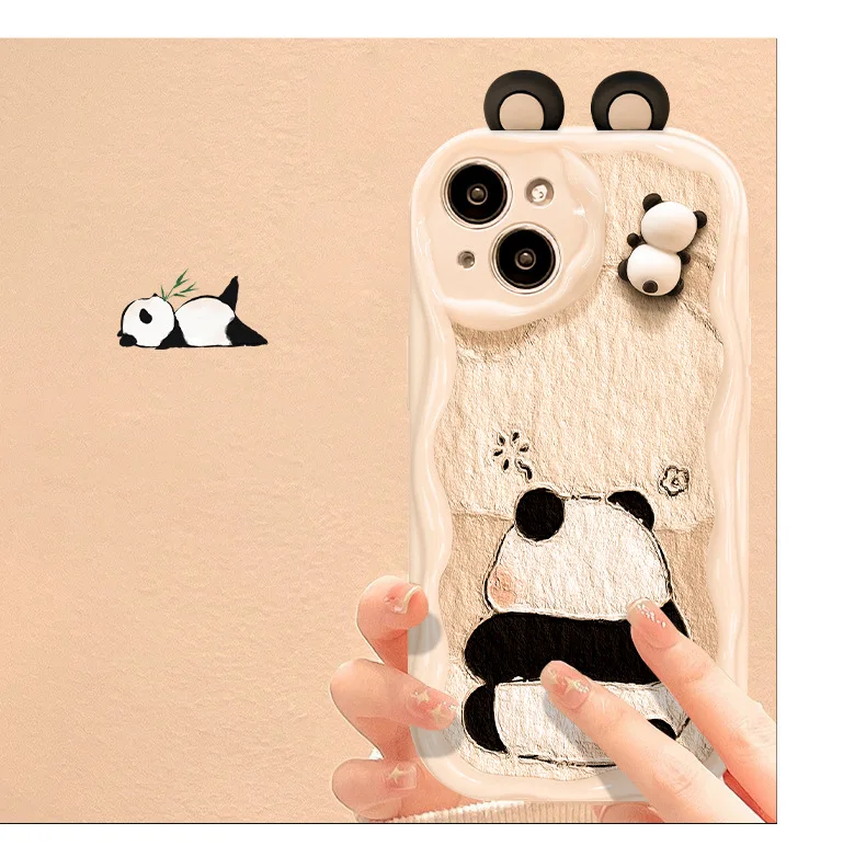 Suitable for Apple mobile phone three-dimensional panda doll anti-drop mobile phone case