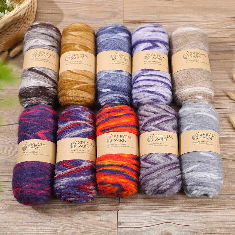 150g Gradient Spray Yarn, Handmade Medium Coarse Knitting Yarn, DIY Woven Slippers,Doll Hats Crochet Thread, Holiday Gift Wiring