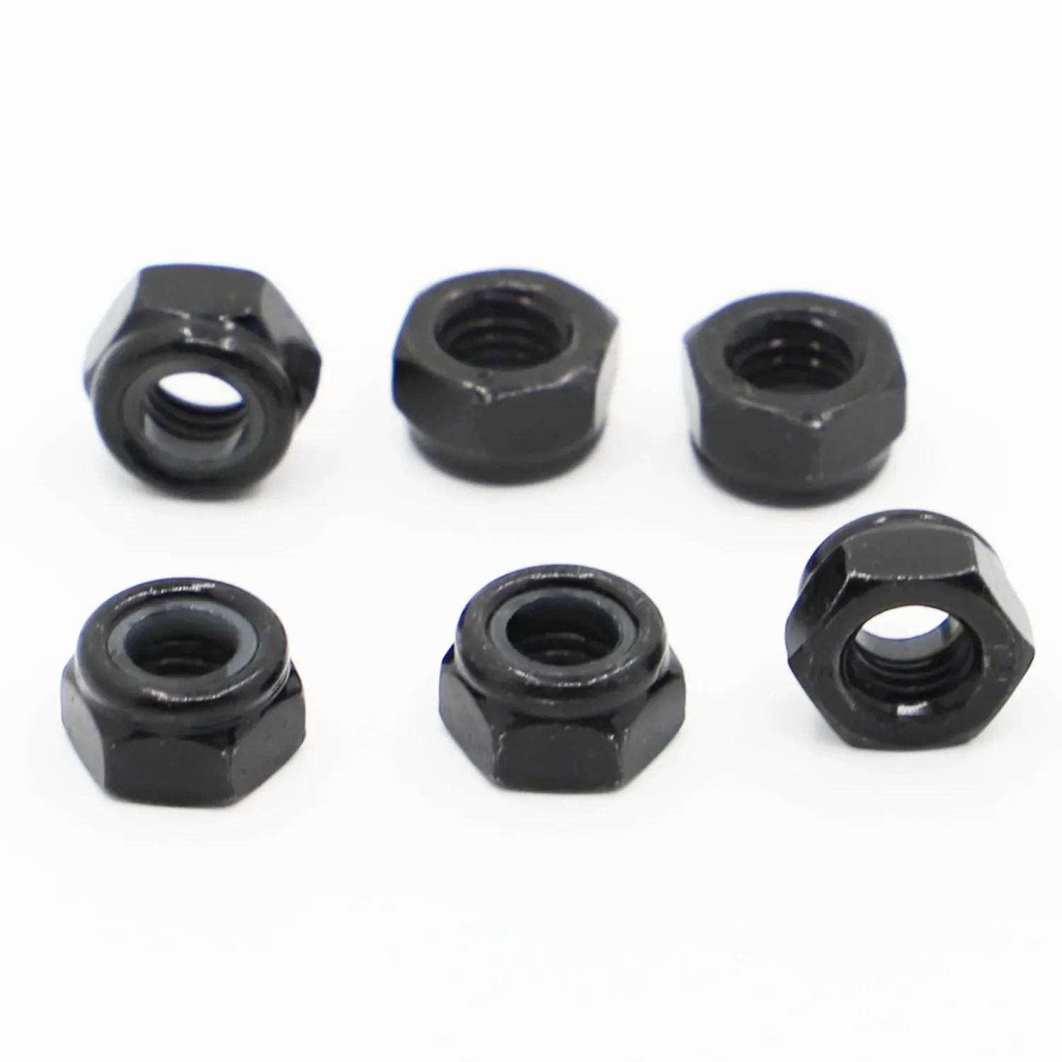 1-20 pezzi M2 M2.5 M3 M3.5 M4 M5 M6 M8 M10 M12 M16 Acciaio al carbonio zincato nero Esagonale Inserto in nylon Dado di bloccaggio Autobloccante