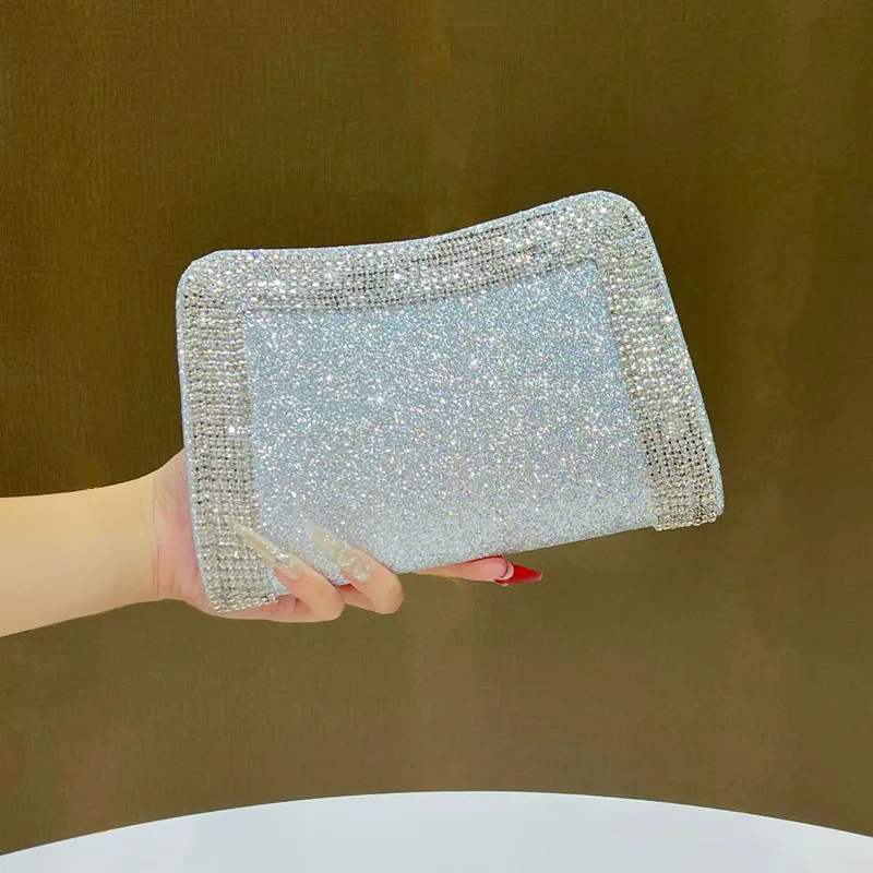 

2025 Brand Design Diamonds Splicing Evening Clutch Bag Luxury Fashion Women Wedding Party Handbags Purse Elegant Crossbody Bag