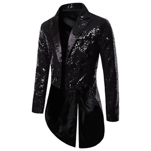 Men Fashion Tuxedo Shiny Sequin Glitter Embellished Blazer Jacket Nightclub Prom Suit Blazer Costume Singers Stage Clothes