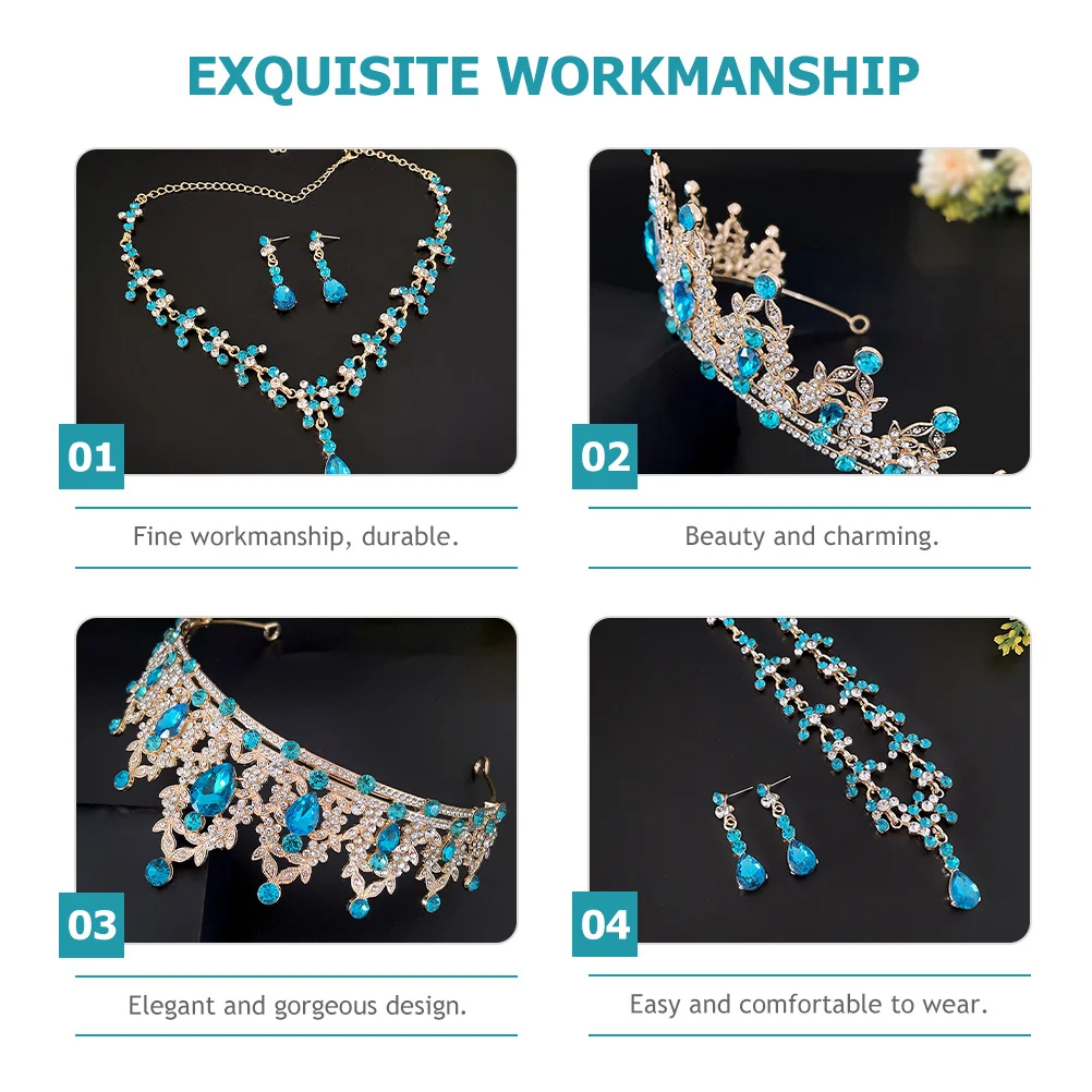 

1Set Wedding Bridal Jewelry Rhinestone Necklace Earrings Tiara Beautiful Bride Accessories Wedding Jewelry for Bride
