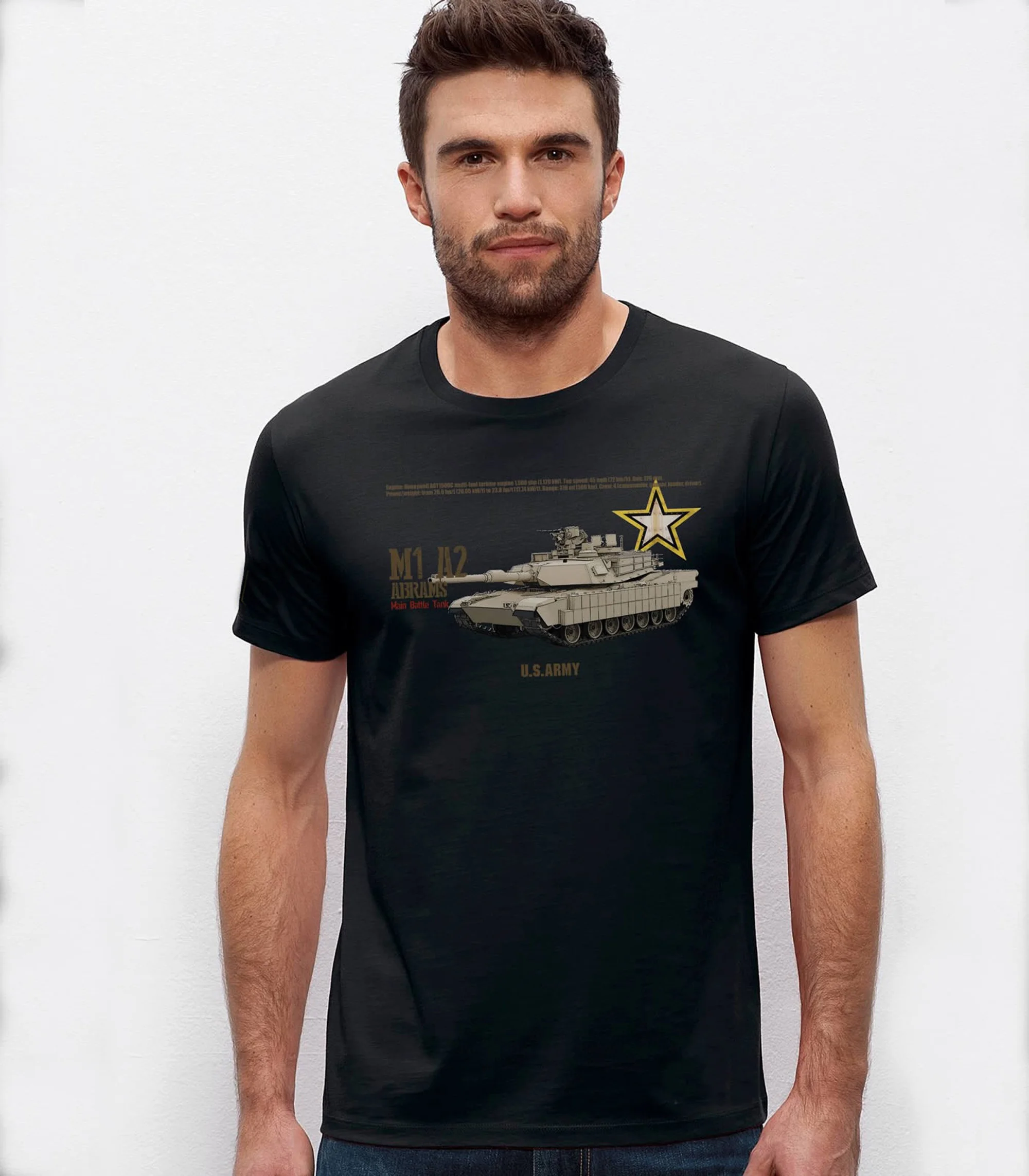 

US Army M1A2 Abrams Main Battle Tank T-Shirt 100% Cotton O-Neck Summer Short Sleeve Casual Mens T-shirt Size S-3XL
