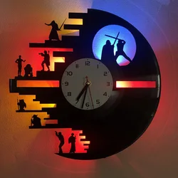 Wars between Stars Series Vinyl Record Wall Clock Creative Retro 16 Colors LED Clocks Home Living Bed Room Decoration