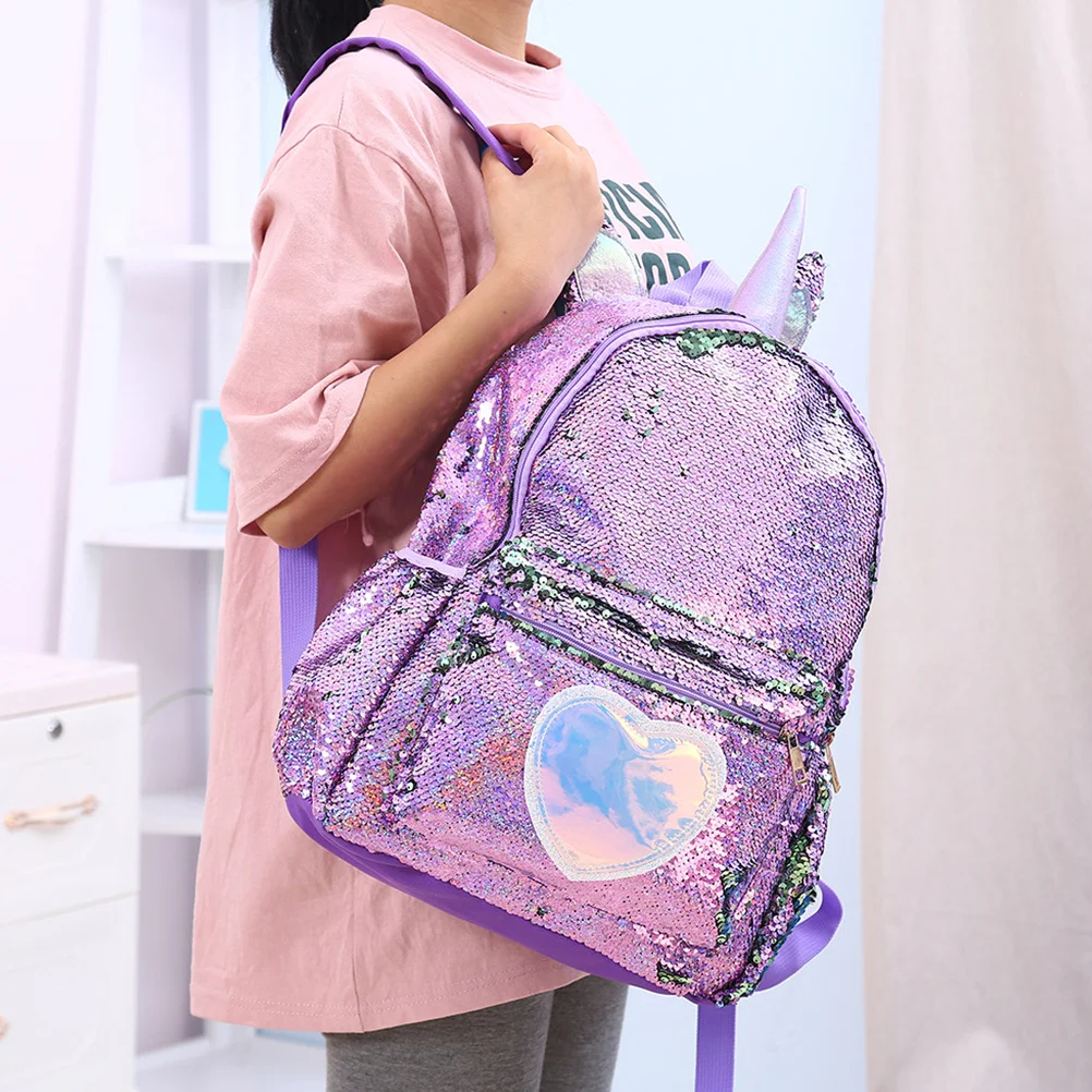 حقيبة ظهر ترتر أرجوانية ذات سعة كبيرة مضادة للسرقة للنساء حقيبة كتب عصرية ومتينة ومساحة تخزين عالية للإلكترونيات #6