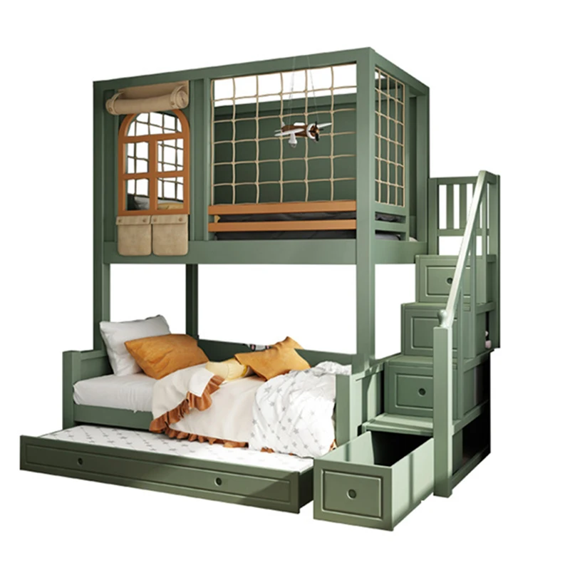 

Modern Luxury Kids Bedroom Furniture Multifunctional Wood Loft Bunk King Frame Toddler Apartment Living School