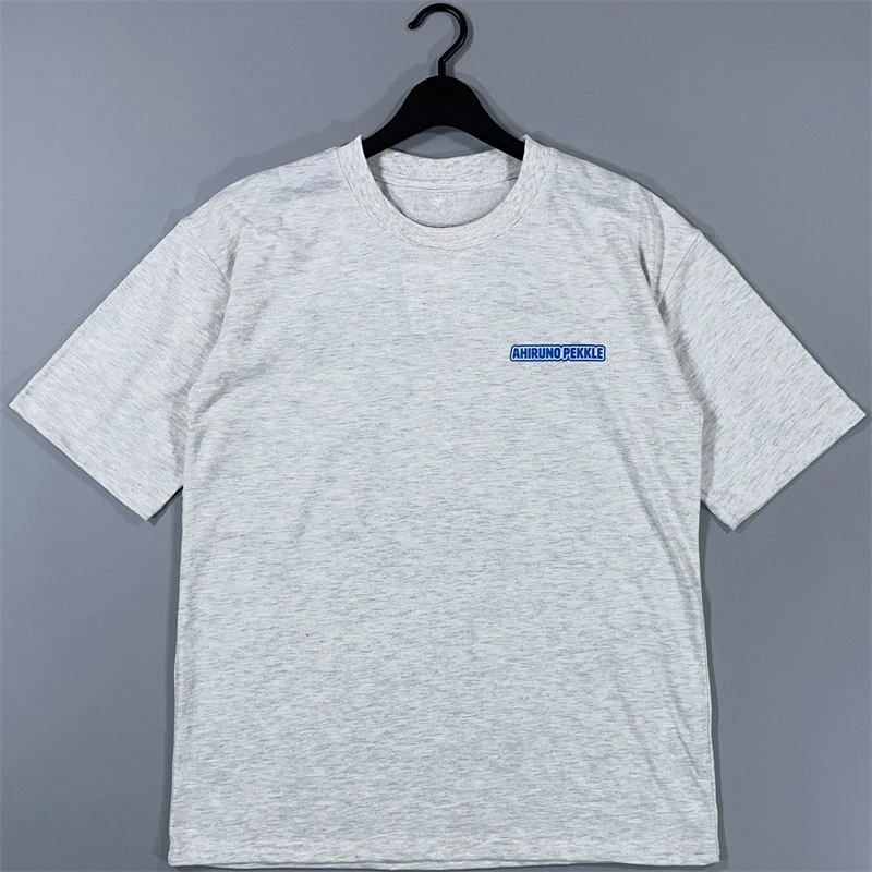 مناشف خلفية مطبوعة أمامية وخلفية على الطراز الياباني، مطرزة برقبة دائرية وأكمام قصيرة، رسوم متحركة فضفاضة كبيرة الحجم للرجال والنساء