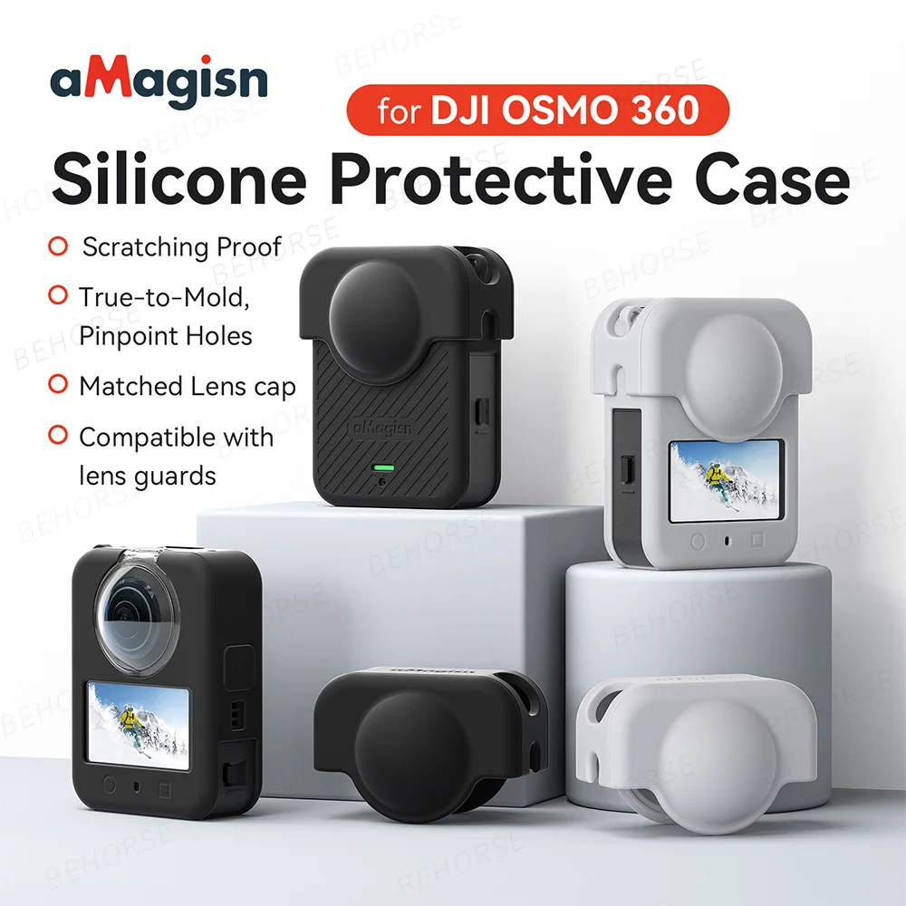 Capa protetora de silicone para dji osmo 360, capa de corpo inteiro, tampa de lente, capa protetora para dji osmo 360, acessórios de câmera