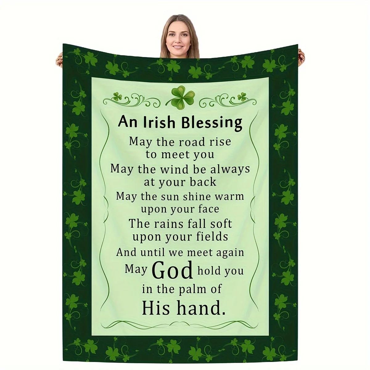 بطانية رمي من الفلانيل مطبوعة بأحرف نعمة أيرلندية ناعمة ومريحة - متعددة الاستخدامات للسفر والأريكة والسرير وديكور المكتب #1