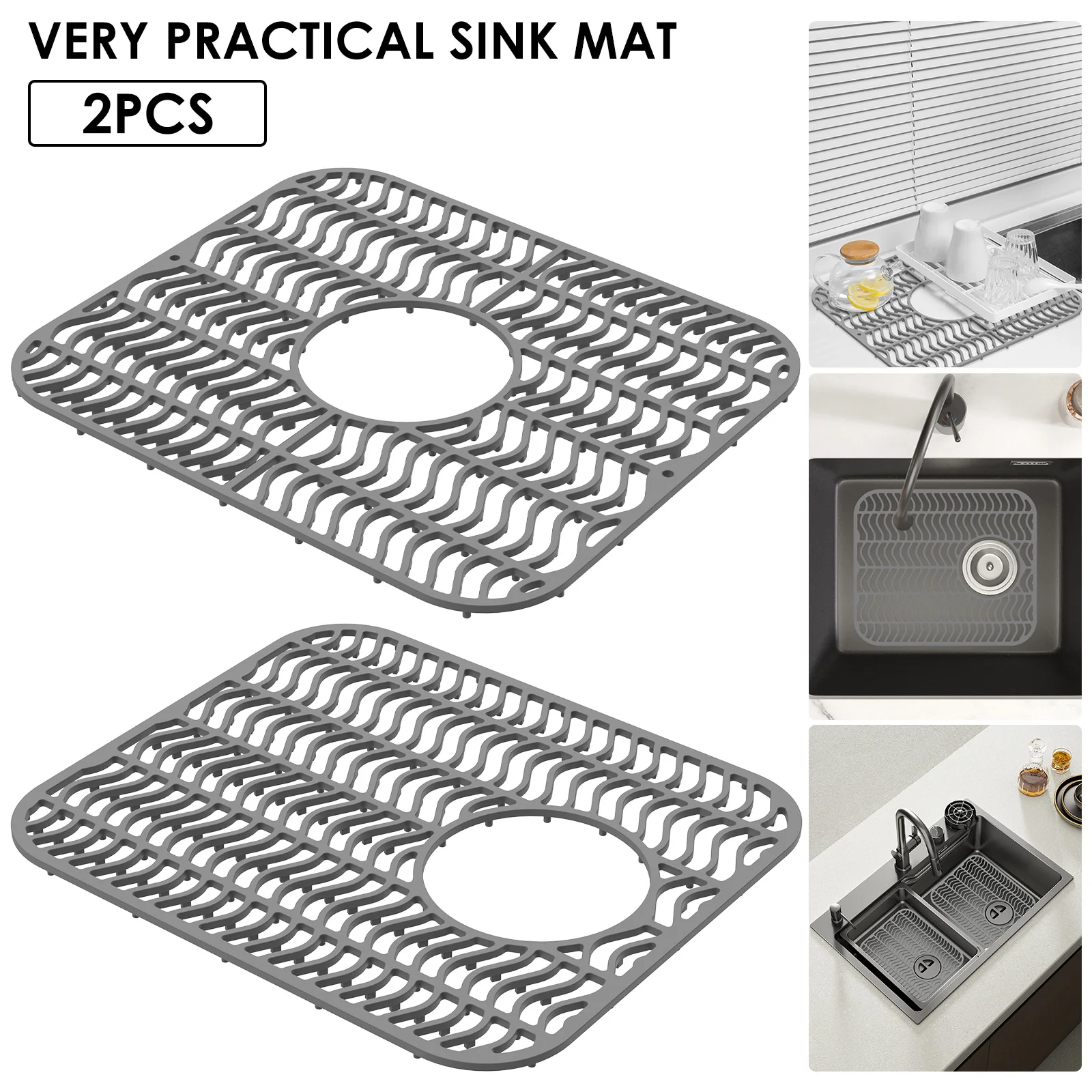 

2 шт. коврик для раковины, силиконовая защитная накладка для раковины, сливная накладка для мытья фруктов и овощей, кухонная столешница, нескользящая теплоизоляционная накладка
