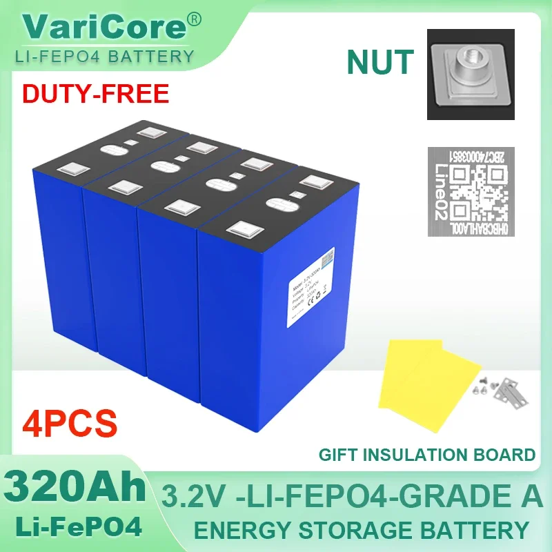 4pcs 3.2V 320Ah Lifepo4 Rechargeable Battery Lithium Iron Phosphate 12v 24v Travel Solar Campers Cell batteries Grade A Tax Free