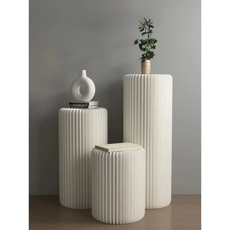 

Artistic Foldable Display Stand Cylinder Shelf Furniture Ornament Side Table Home Decor
