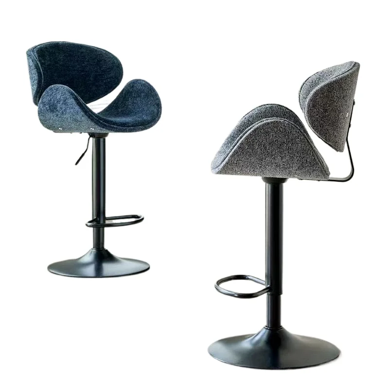 

Luxury coral fleece fabric high stool with rotating design, suitable for bar kitchens and dining rooms