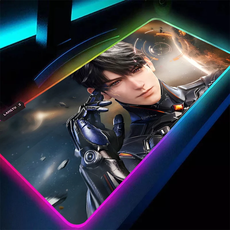 

Mouse Pad Gaming Accessories LED Computer Love And Deepspace Caleb Keyboard Pad Gamer RGB Luminous Mousepad Laptop Soft Desk Mat