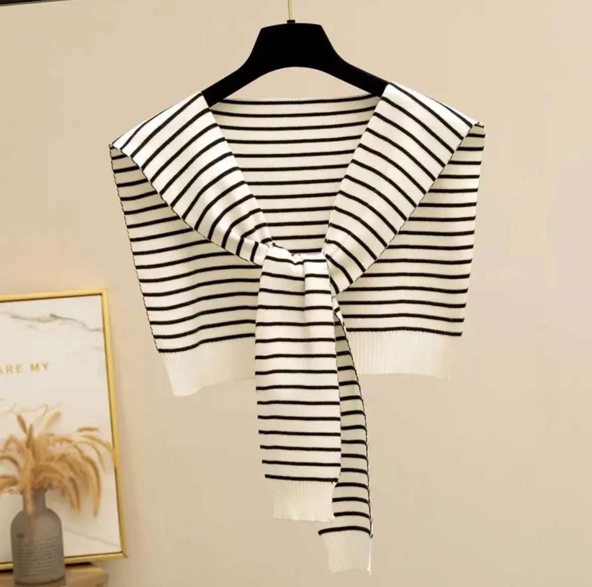 

Knitted Striped Shawl Decorate Shirt Shawl High-end Air-conditioned Room Warm Neck Protection Scarf Women Luxury Designer Scarf