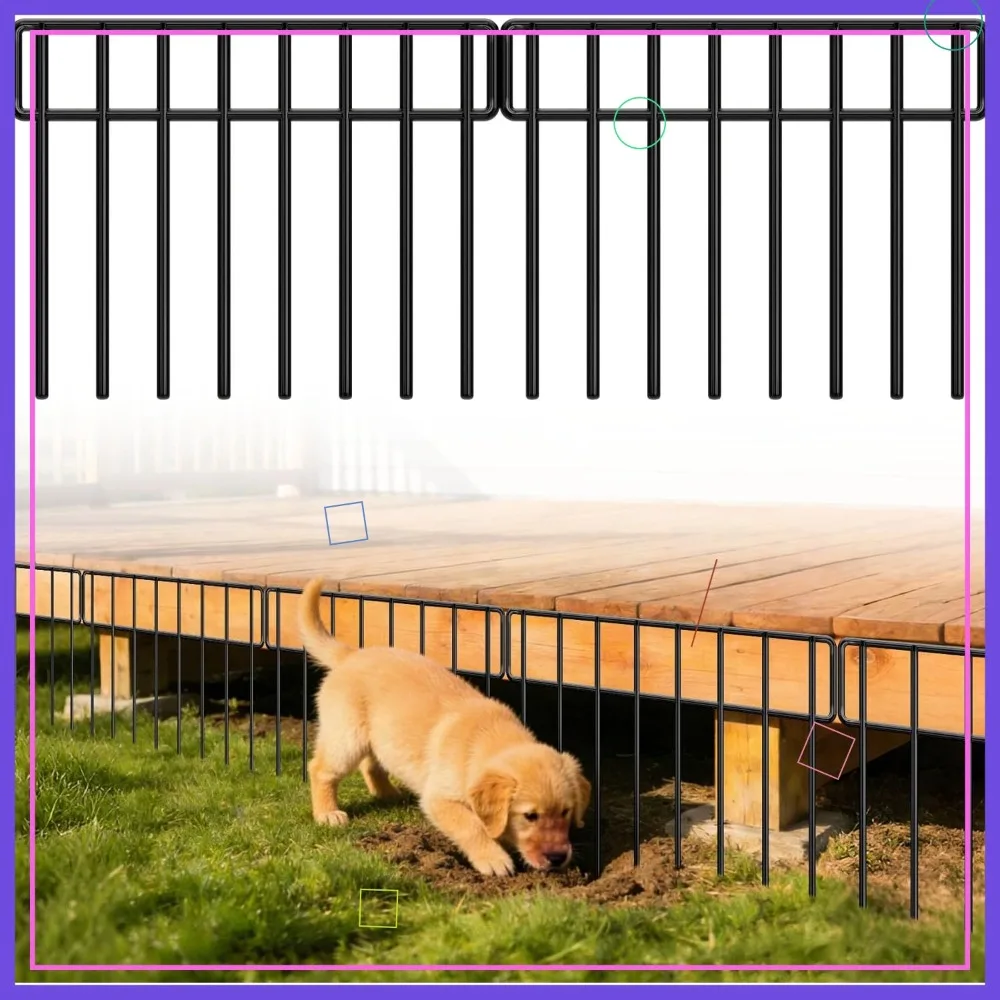 

42.5FT No Dig Garden Fence Panels - 30 Pack, Rustproof Metal Dog Fence & Animal Barrier for Yard, Rabbit, Patio