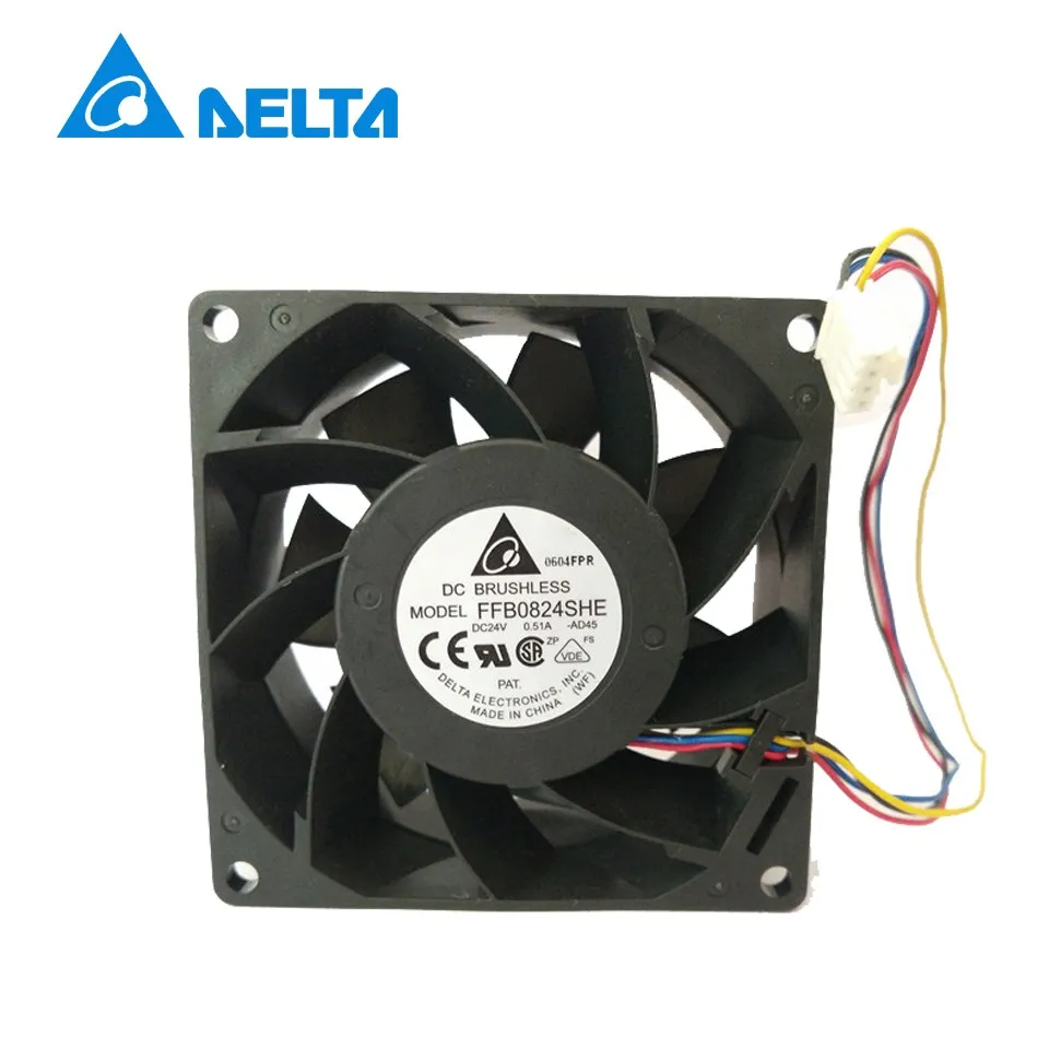 

New converter 8CM 80mm cooling fan IPC 8038 24V 0.51A FFB0824SHE double ball 80*80*38mm for Delta