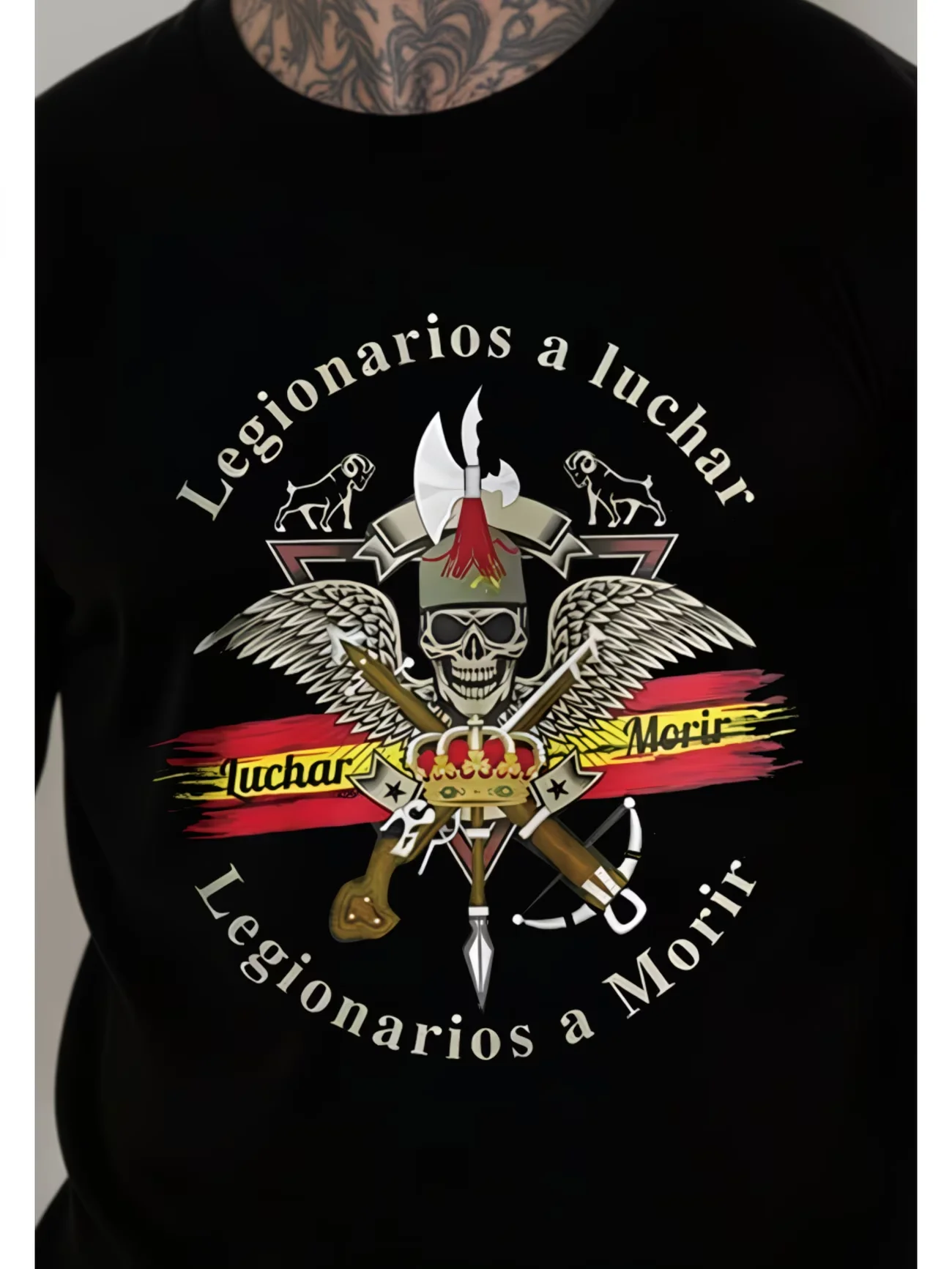Camiseta para hombre y mujer con diseño de Legionarios a luchar, Legionarios a morir, con diseño de Legión a la Muerte, Calavera, Alas, Corona y Espada, para verano