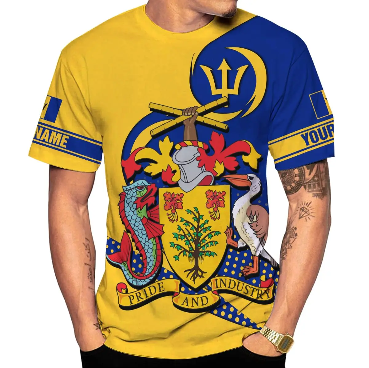 3D Barbados Ethnic Flag Map Print T Shirt For Man Barbados Of Arms Graphic Shirt Fashion Streetwear Short Sleeves Mens Clothing