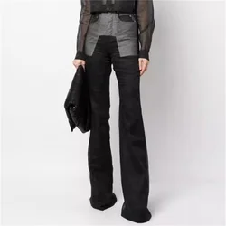 Women's pants 2024 Autumn New fashion Double Layer Mesh Splicing flared pants High waisted slim fit wide leg pants y2k Trousers